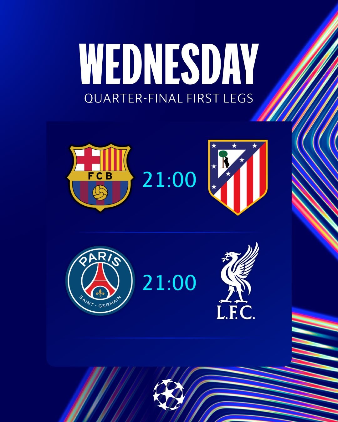 UCL QF Fixture Schedule Graphic