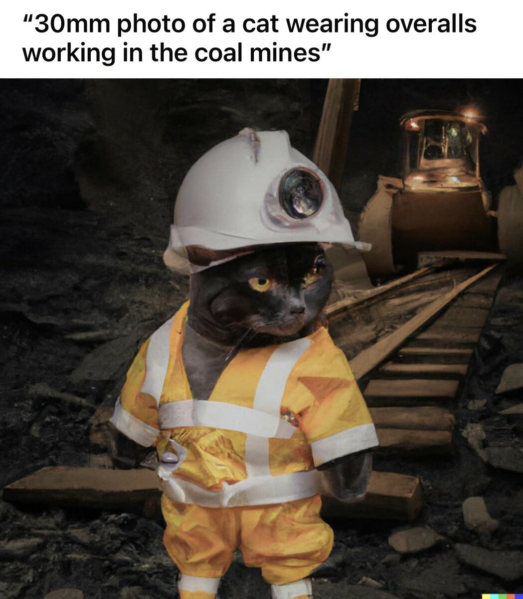 Cat working in coal mine