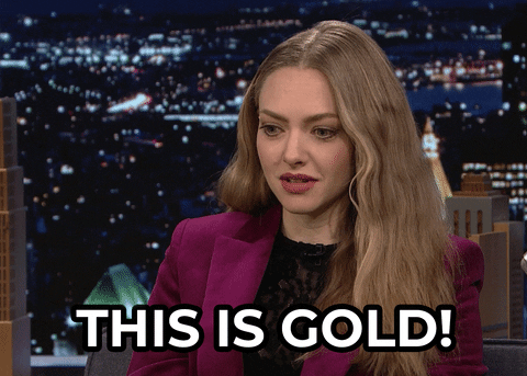 GIF with a woman saying this is gold