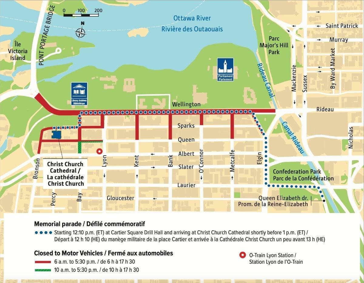 A map showing the closures today