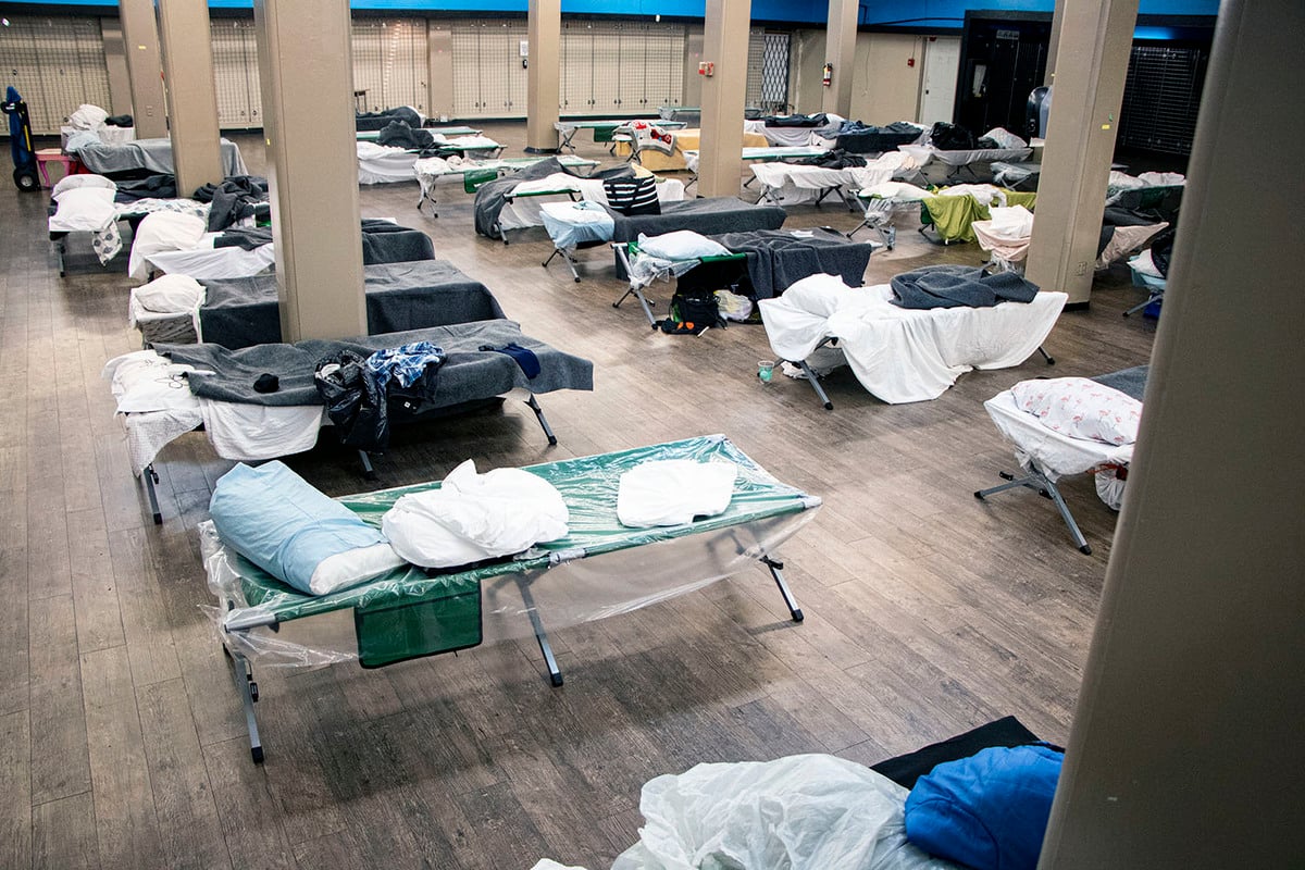 Dozens of beds occupy the bottom floor of the former Army & Navy at 502 Columbia St. in New West. (Dustin Godfrey / New West Anchor)