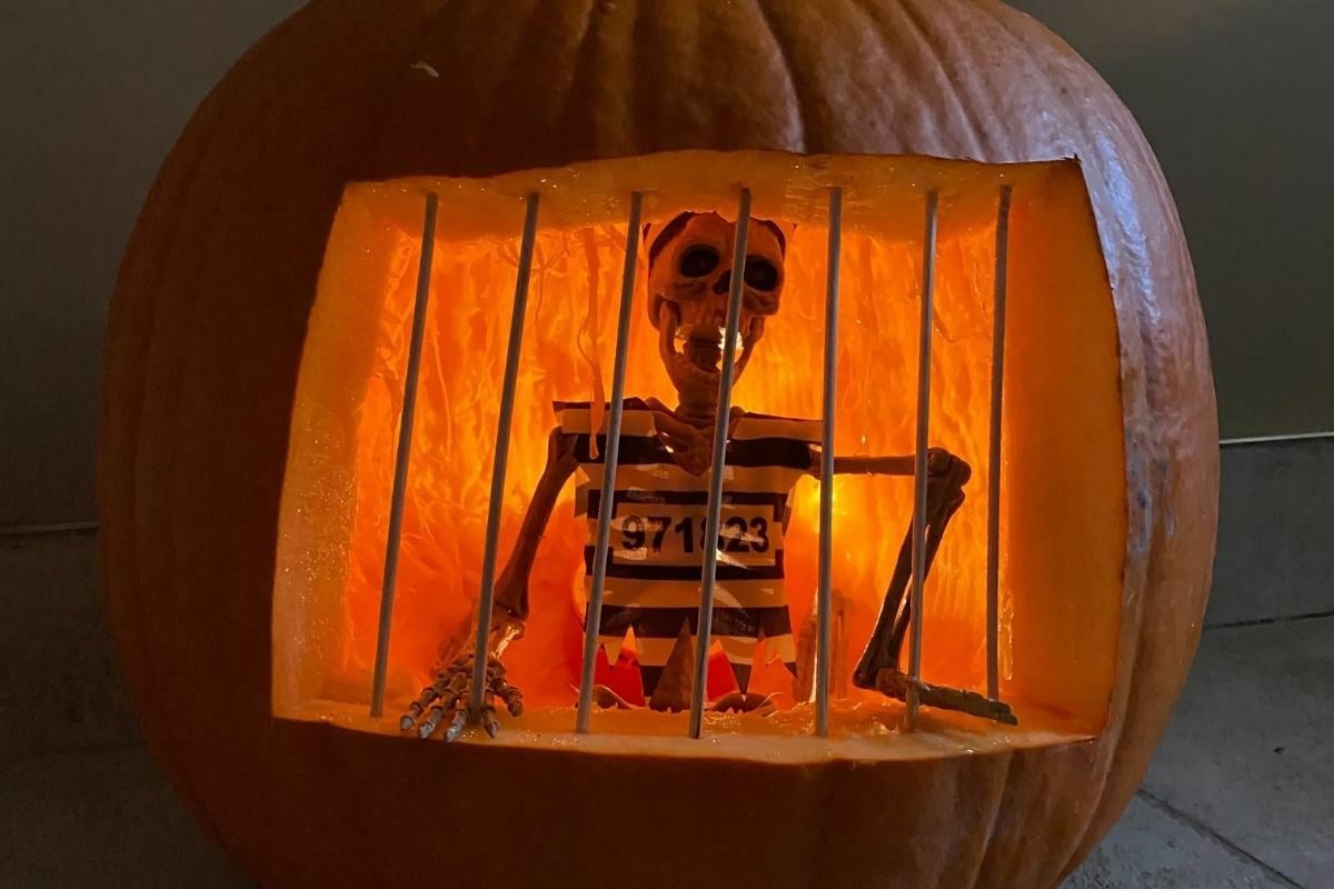 A spooky carved pumpkin