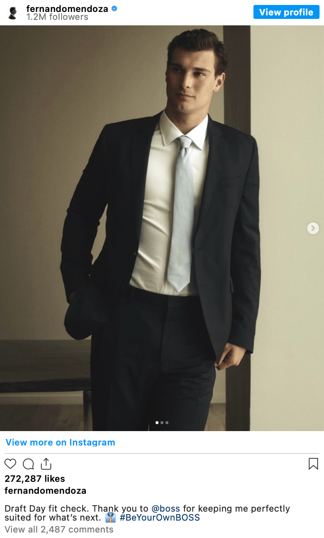 Fernando Mendoza HUGO BOSS Draft Day fit check