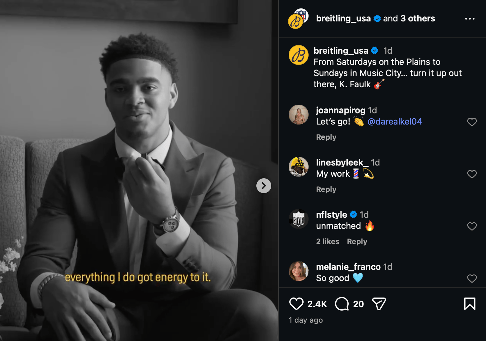 Breitling Player-Specific Carousel: K. Faulk to Titans