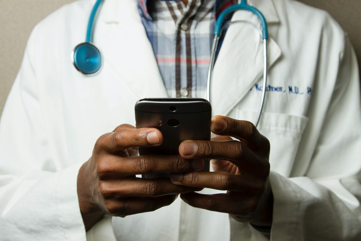 Doctor using phone