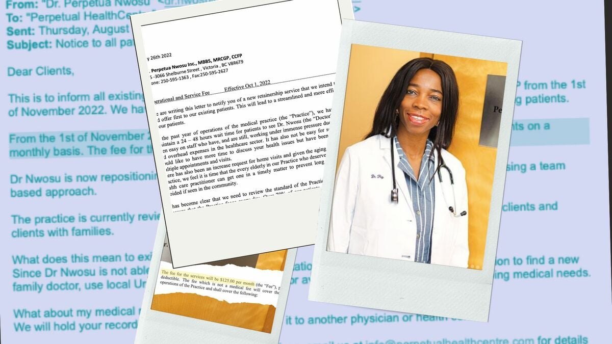 Dr. Perpetua Nwosu announced a plan to charge $125 a month, withdrew the plan, and then told patients she's leaving MSP. (Photo: Supplied. Illustration: Zoë Ducklow/The Westshore)