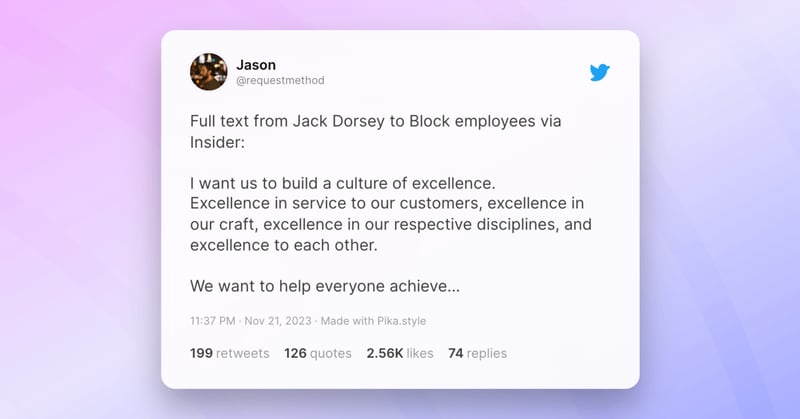 Jack Dorsey: No More Annual Reviews at Block