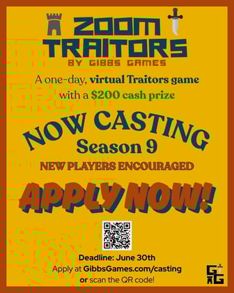 📣 Casting Now Open for Zoom Traitors Season 9!