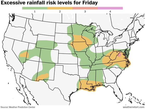 Flooding risk dots the land into the weekend