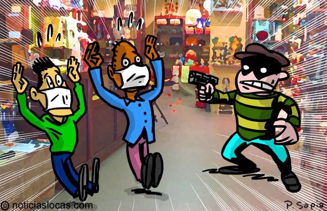 Roban una tienda y les exigen a los empleados que usen máscaras faciales