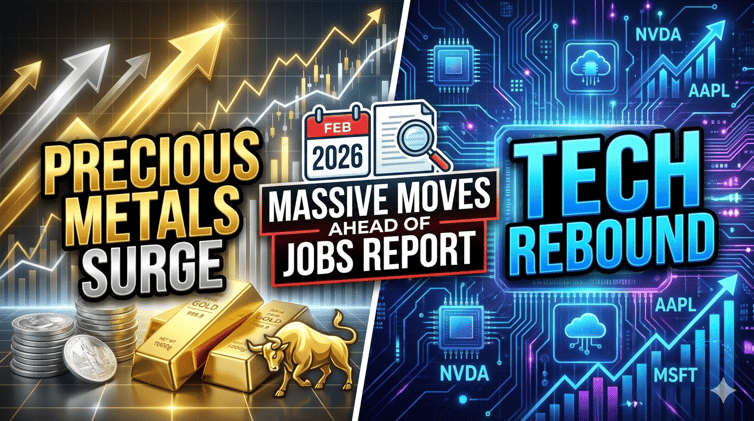 🚨 PRECIOUS METALS SURGE & TECH REBOUND: MASSIVE MOVES AHEAD OF JOBS REPORT 🚨