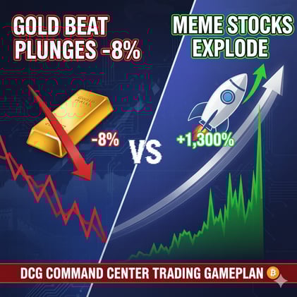 π GOLD PLUNGES -8%, MEME STOCKS EXPLODE +1,300%: DCG COMMAND CENTER TRADING GAMEPLAN