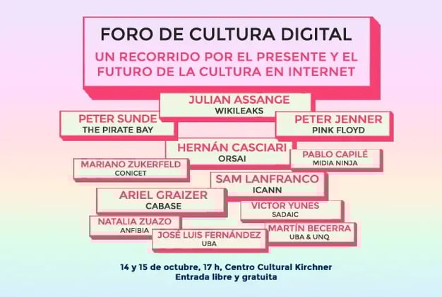 Julian Assange se suma al Foro de Cultura Digital de MICA 2015