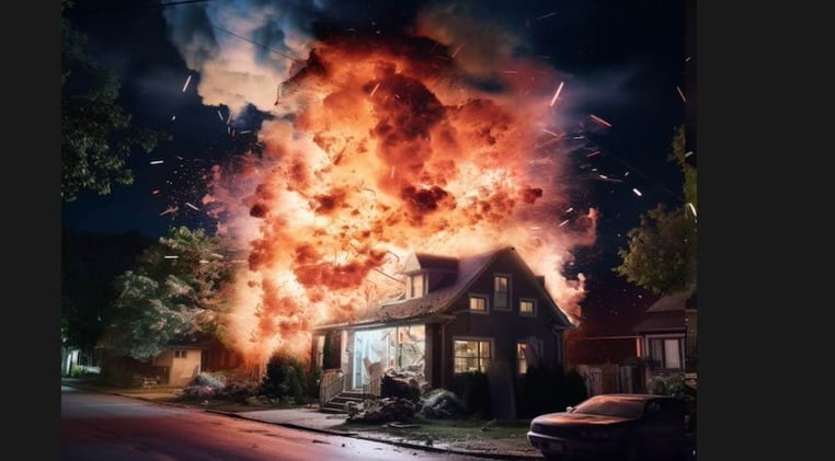 Flare Gun Ignites Massive House Explosion: Shocking Footage Reveals Moment of Destruction