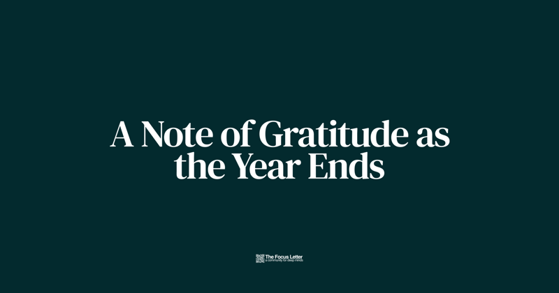 A Note of Gratitude as the Year Ends
