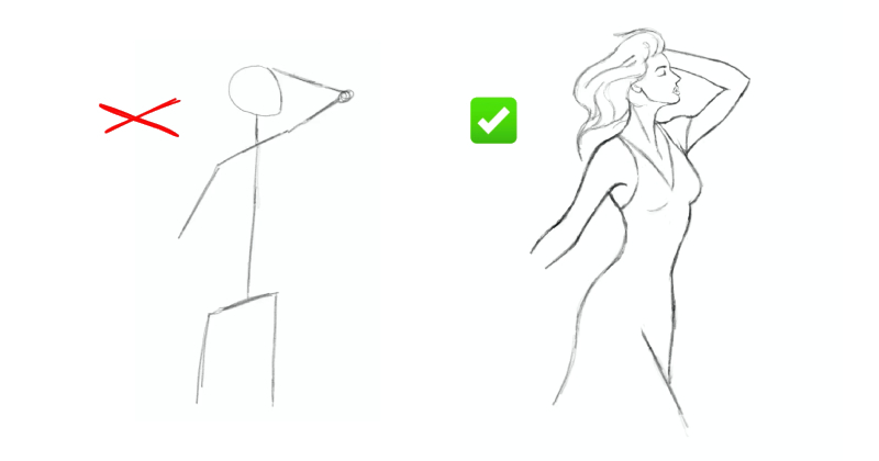 Stiff pose vs dynamic pose