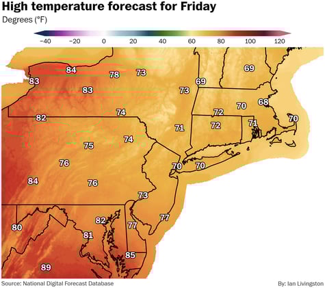 Heat easing in eastern U.S. as high pressure breaks down