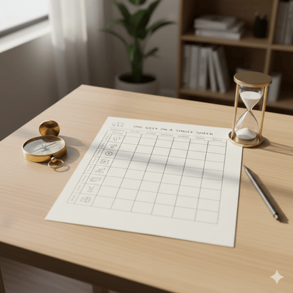 Mindfulness & Wellness - One Week on One Page — Light Review & 30-Minute Planning 🗺️🧭