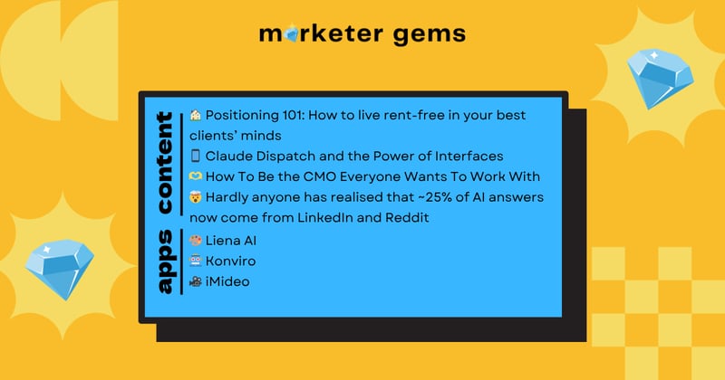 Positioning 101, Be The CMO Everyone Wants To Work With, Claude Dispatch, LinkedIn Ranking Just Behind Reddit For LLM Training