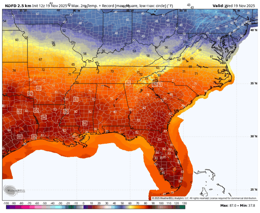 Record warmth and flood potential from Texas eastward