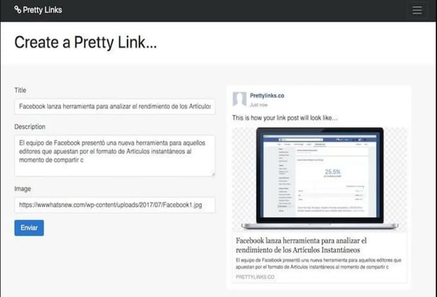 Cómo personalizar la vista previa de los enlaces en Facebook