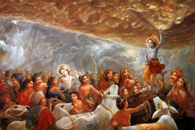 O Passatempo de Giridhāri: Quando Krishna Salvou Vṛndāvana