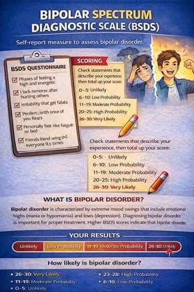 Bipolar Spectrum Diagnostic Scale (BSDS): A  Test to Screen Bipolar Disorder Symptoms