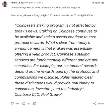 Kraken to shut down staking for US customers in agreement with SEC