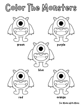 Color The Monsters Worksheet