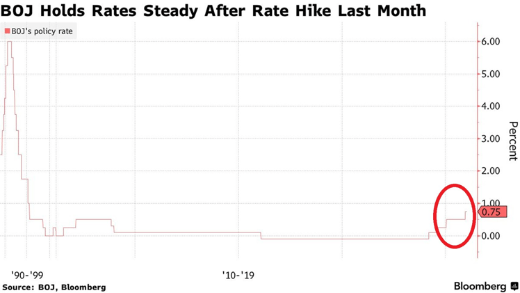 The Bank of Japan held rates steady at as expected