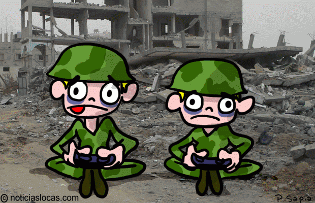 Los hijos le pidieron un videojuego y él se los llevó a la guerra