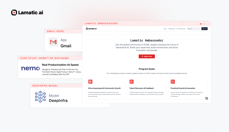 Gmail Integration, DeepInfra Models, Lamatic Ambassador Program