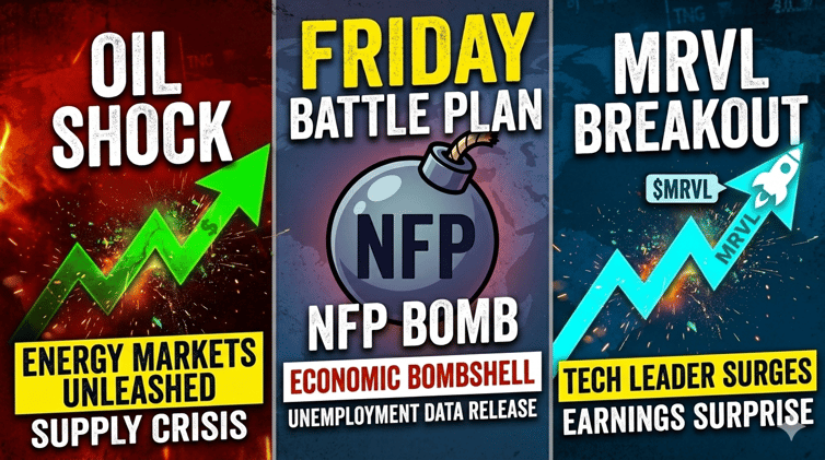 🛢️ OIL SHOCK, NFP BOMB& MRVL BREAKOUT:FRIDAY BATTLE PLAN |Middle East War Drives Crude Above $84 · Jobs Report at 8:30 ET Could Flip Markets · Marvell Tech Surges 10% AH on Record Data Center Bookings