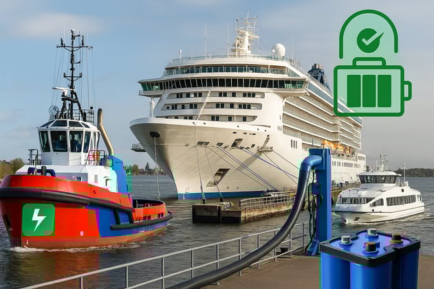 BV Battery safety standards • Electric cargo cranes • Europe's first e-tug • Hybrid ferry trials • Norway's green shift • Stockholm shore power • Dual-battery retrofit • Port energy management • Hybrid ferry bids
