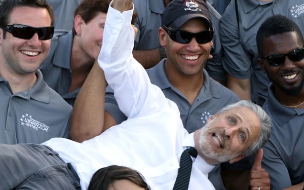 “Aggressive” Jon Stewart harassing veterans about PACT Act benefits.