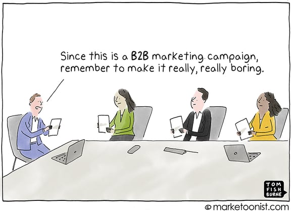 Marketoonist: "B2C, B2B, and Business-to-Human" cartoon