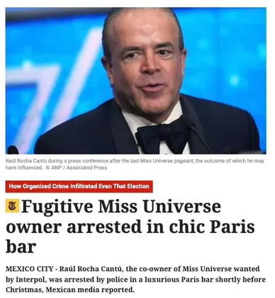 A phase-based historical timeline of the Raúl Rocha Cantú / Miss Universe controversy, with a quick “who’s who”, a chronology of alleged criminal activity, and key pageant events.