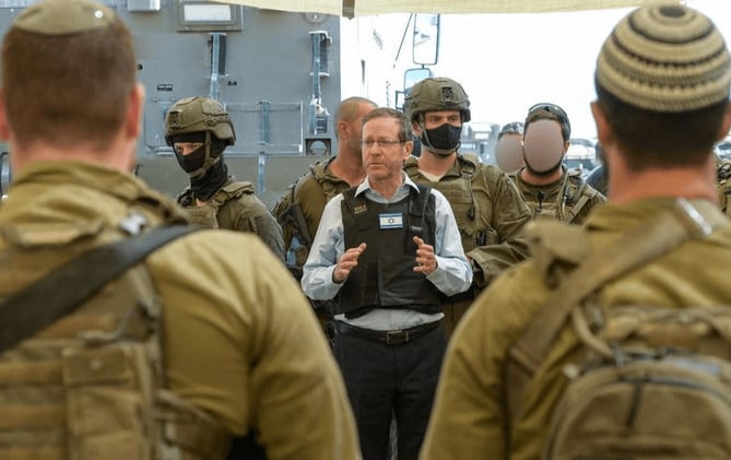 President Herzog Makes First Visit to Reservists in Gaza