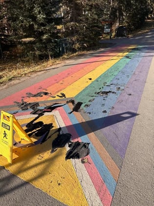 Banff Pride Crosswalk Defaced With Black Paint, Town Responds