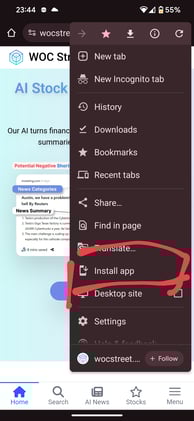 Use WOC Street as an APP