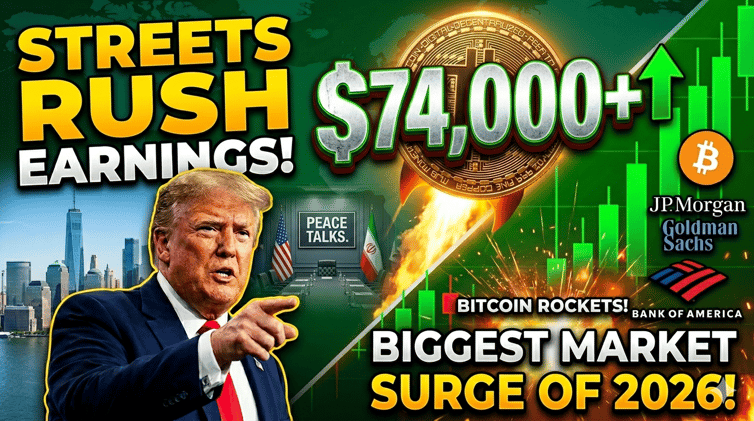 🚨 BANKS CRUSH EARNINGS, BITCOIN ROCKETS TO $74K, & US-IRAN PEACE TALKS IGNITE THE BIGGEST MARKET SURGE OF 2026 — YOUR FULL TUESDAY BATTLE PLAN
