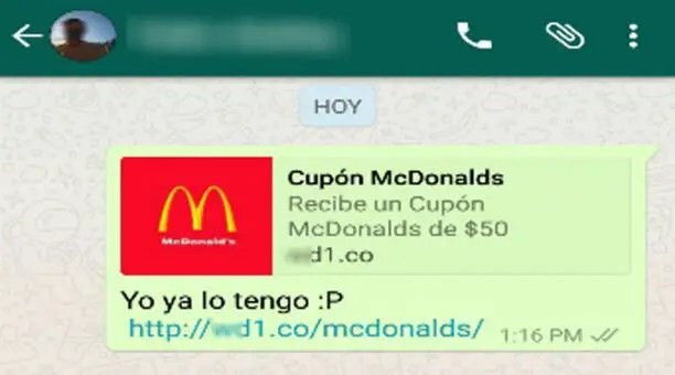 La estafa de WhatsApp con cupones de McDonald’s llega a Facebook