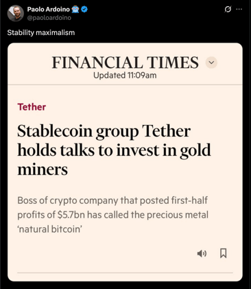 Tether Considering Large-Scale Gold Investment