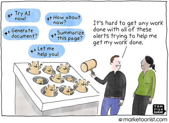 Marketoonist: "AI Productivity and Workslop" cartoon