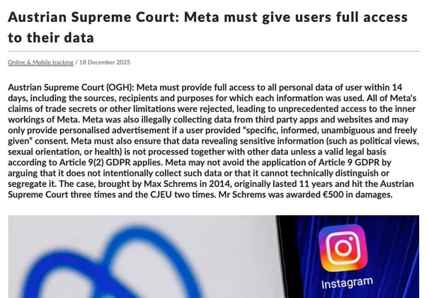 The Austrian Supreme Court’s (OGH) ruling against Meta Platforms Ireland marks one of the most consequential judicial interpretations of the GDPR since its entry into force.