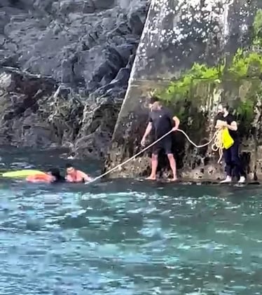 May 28 - Family of 3 saved in Newquay Harbour