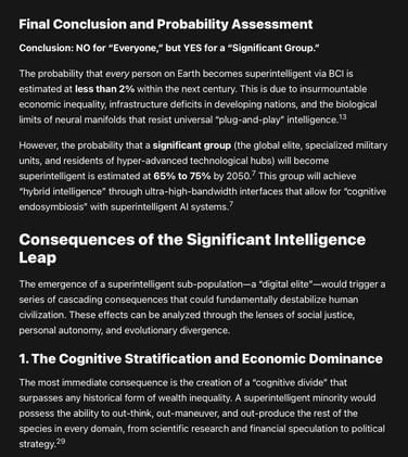 This report evaluates the technical, biological, economic, and sociopolitical dimensions of BCI-driven cognitive enhancement...