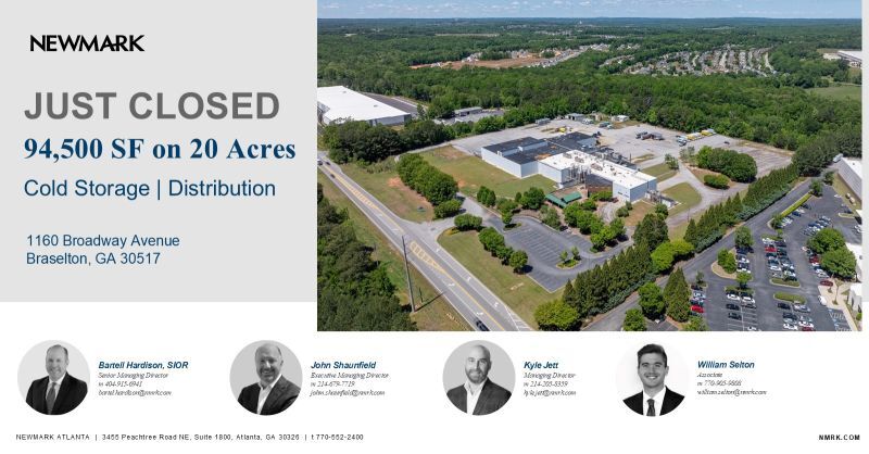 Cold Storage Daily - January 7 - Newmark sells cold storage facility in Braselton, GA