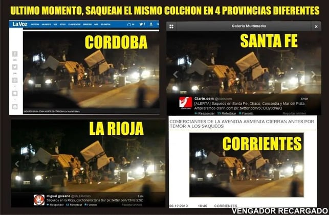 Saqueos: el mismo colchón aparece robado en cuatro provincias diferentes