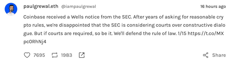Coinbase receives Wells Notice, Do Kwon Arrested